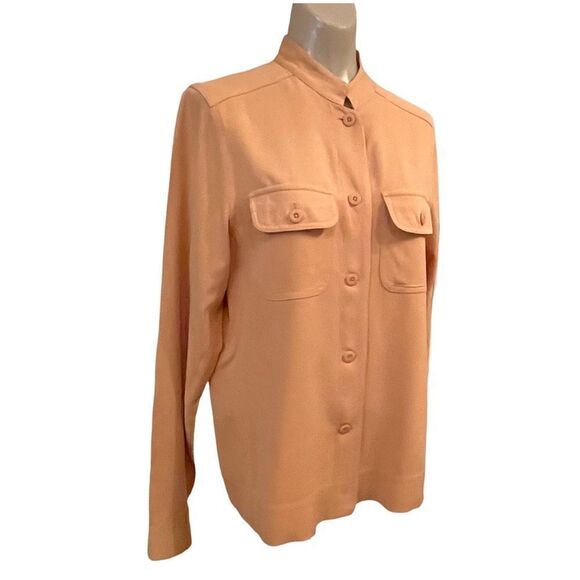 Bobby Chan Silk Cotton Blend Mandarin Collar Blouse - Picture 2 of 11